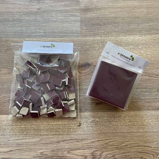 ceramica per mosaico artistico color melanzana in tessere già tagliate o lastre da tagliare