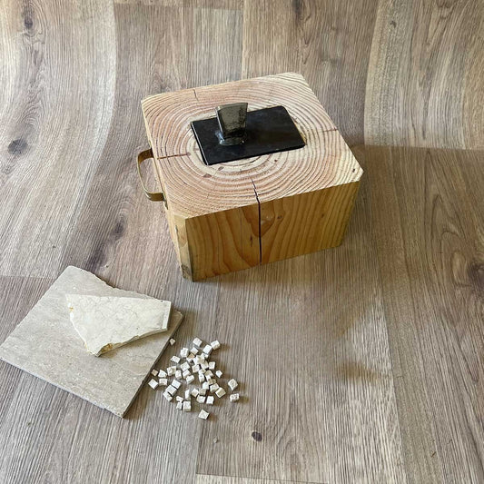 hardie with wooden base for table. 30x30 cm block with hardie with widia or iron blade to choose