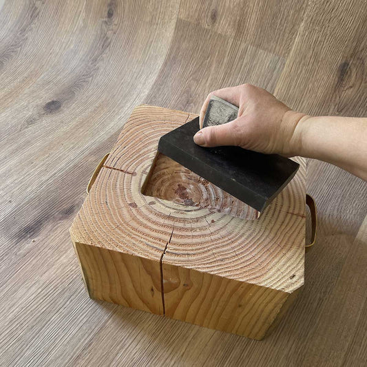 Ceppo in legno con tagliolo con base ad incastro 30x30 cm