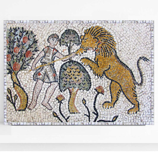 Kit mosaico LUCHA CON LEÓN (mármol - tecnica indirecta)