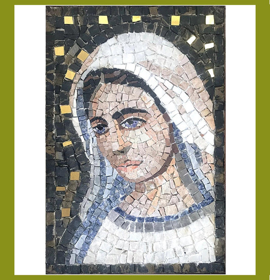 Kit de Mosaico Imagen de la Virgen María (mármol y oro - técnica directa)