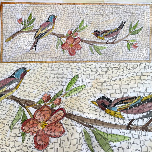Kit mosaïque TABLE AVEC DES OISEAUX (marbre - technique indirecte)