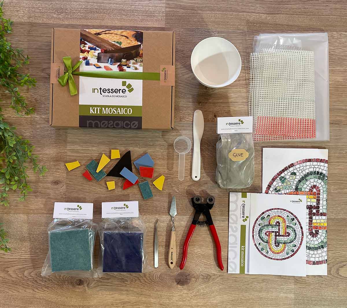 Kit de mosaico FLOR CON NÚMERO CÍVICO – técnica indirecta (varios materiales a elección)