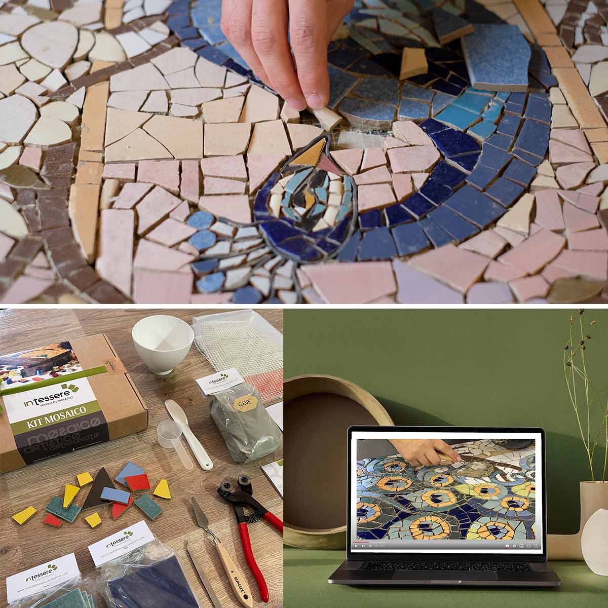 Kit mosaico Pavone con tessere in ceramica tecnica trencadis – IN TESSERE  SCUOLA DI MOSAICO