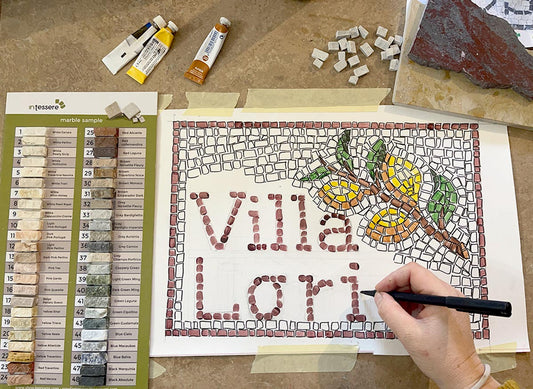 Kit mosaïque PLAQUE VILLA PERSONNALISÉE (matériaux divers - technique indirecte)