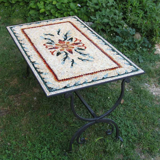Kit mosaïque TABLE AVEC FLEUR (marbre - technique indirecte)
