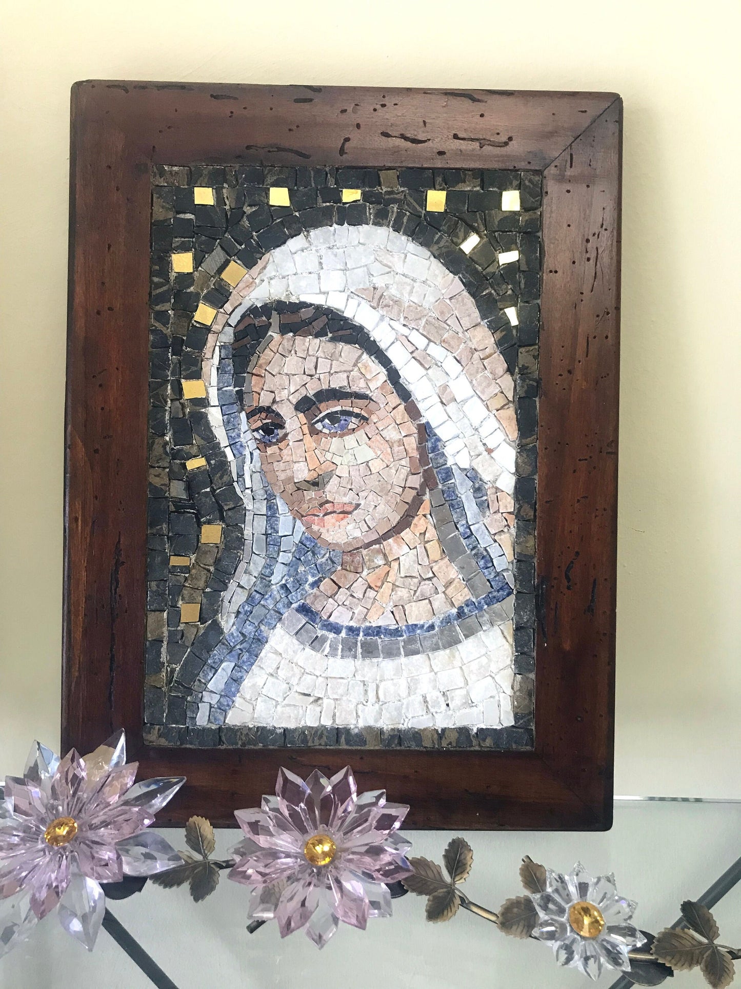 Mosaic Kit Image of the Virgin Mary (marble and gold - direct technique)