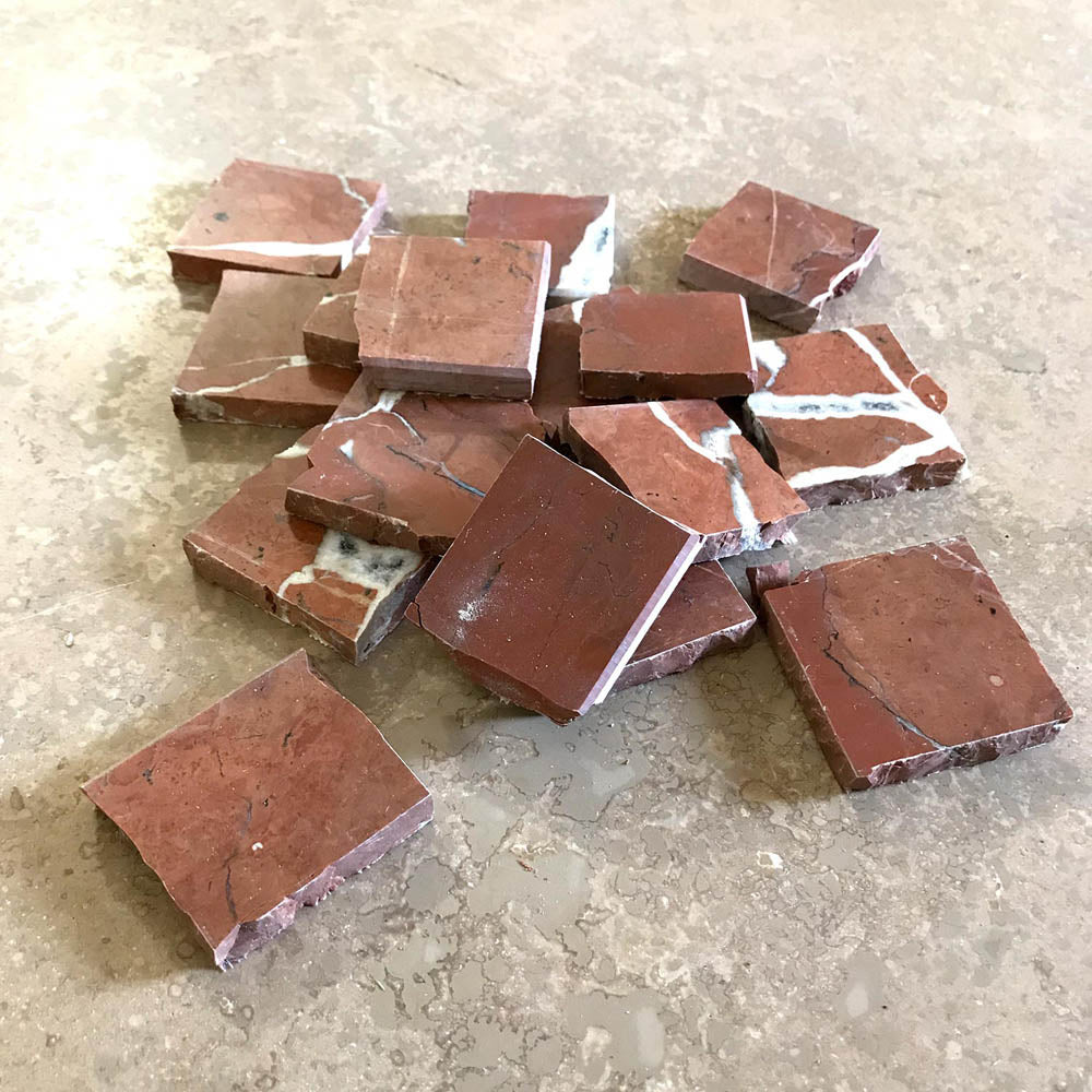 Mosaico In Marmo Rosso Verona - Pietra Naturale Per Cucina, Formato 25-105x15x8mm, Foglio 305x305mm - Foto 2