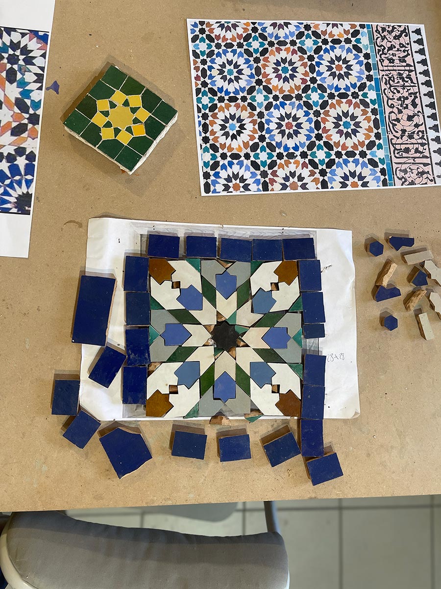 Zellige Moroccan mosaic art. Colorful ceramics