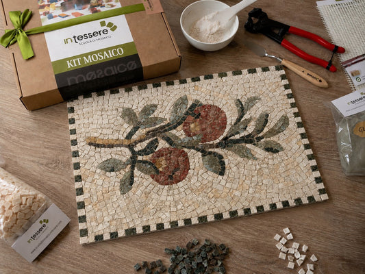 Kit mosaico RAMO CON MELE (marmo - tecnica diretta)