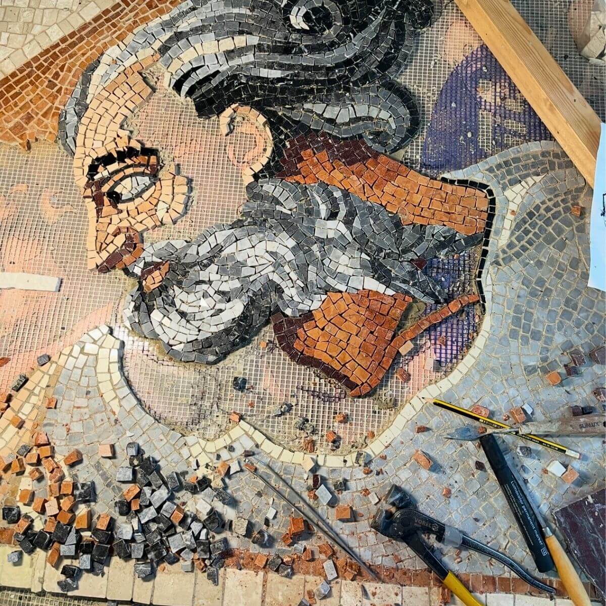 Scena della cappella sistina riprodotta a mosaico.