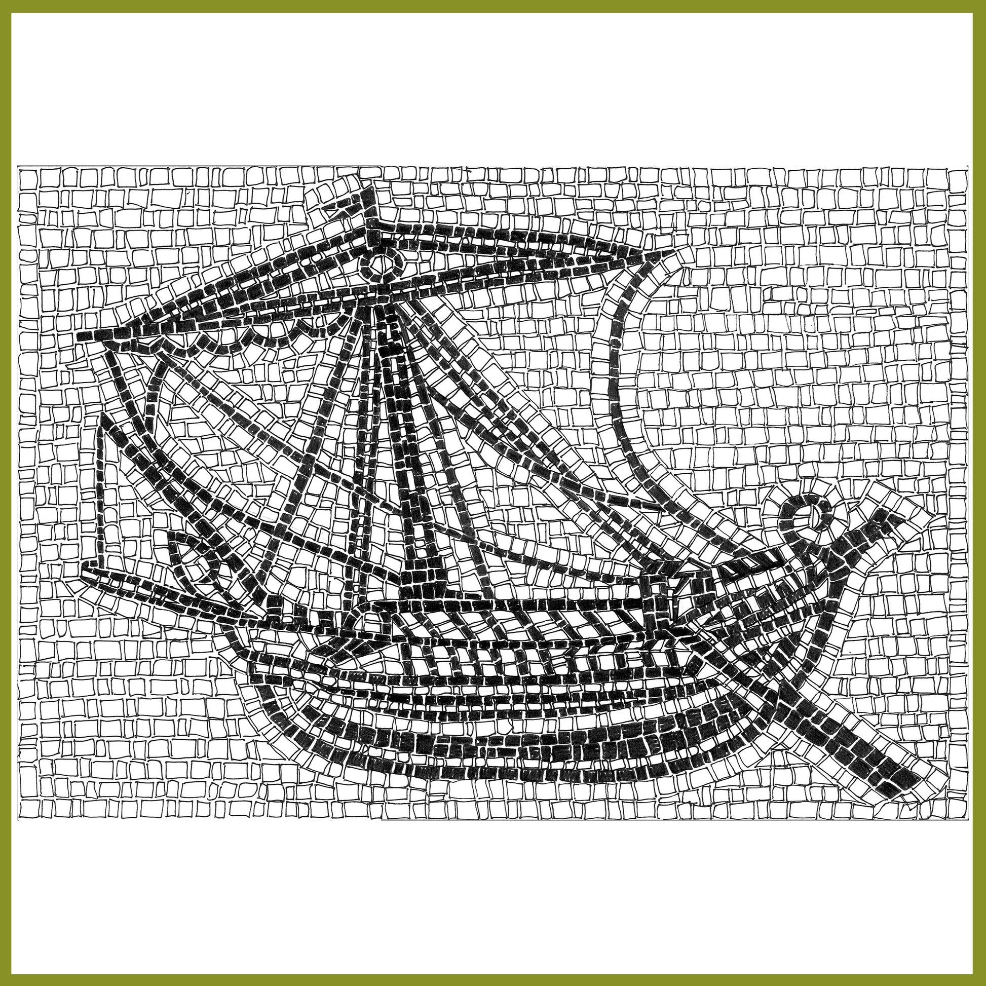 mosaico bianco nero nave romana