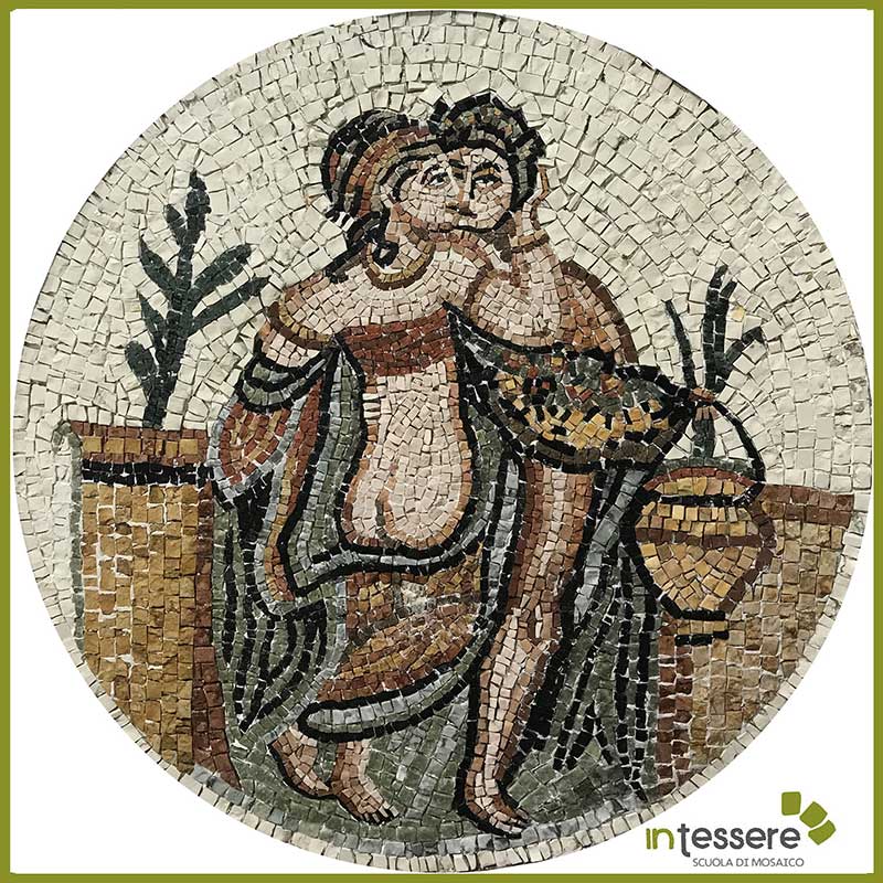 mosaico romano riproduzione scena Gli sposi 