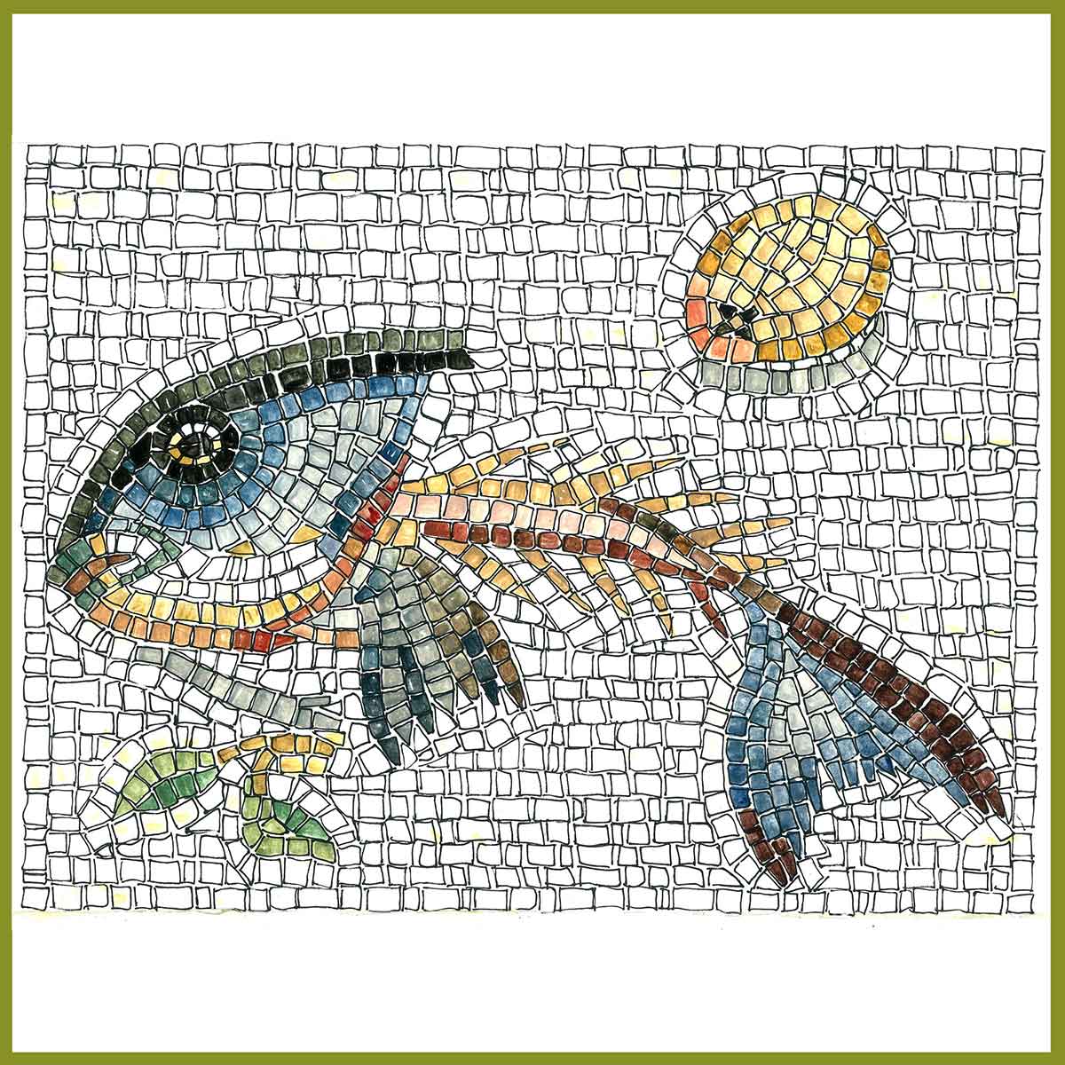 Mosaico Asaroton Pesce Fish