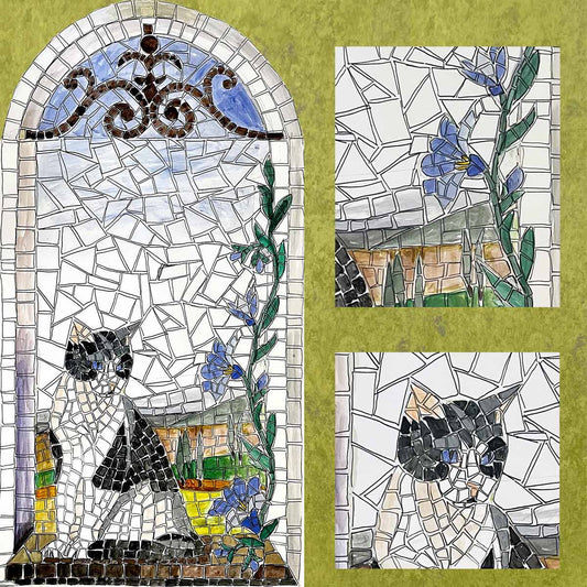 WINDOW WITH CAT mosaic kit (ceramic - trencadis - direct)