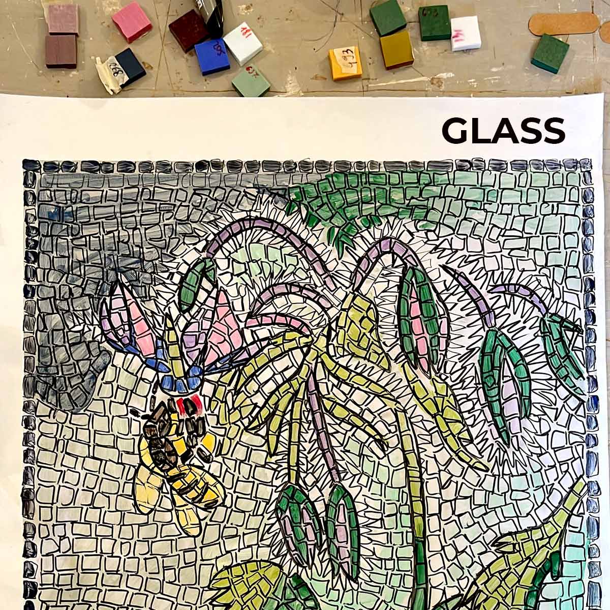 VAN GOGH VASE WITH SUNFLOWERS mosaic kit (glass - direct technique)