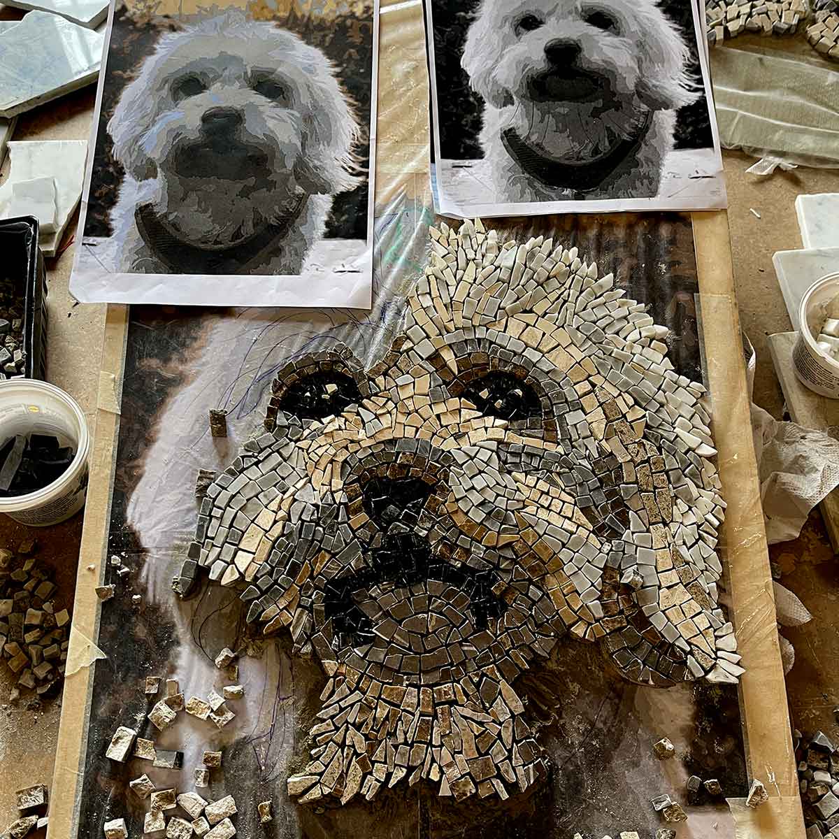 Custom mosaic kit with dog