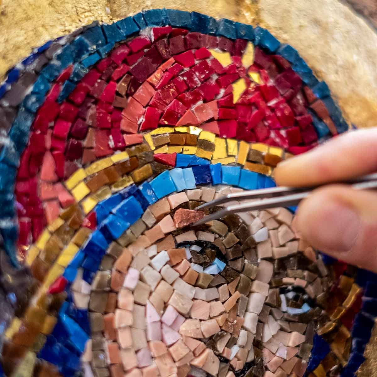 scuola per mosaicisti dettaglio di mosaico bizantino