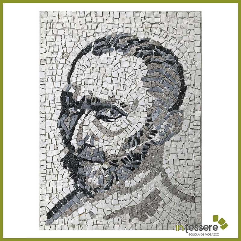 ritratto di Van Gogh in bianco e nero fatto a mosaico